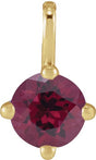 14K Gold Round Natural Rhodolite Garnet Solitaire Necklace or Pendant - Yellow Gold
