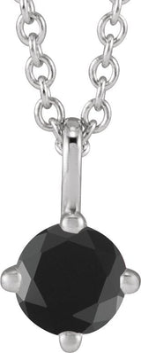 14K Gold Round Natural Onyx Solitaire Necklace or Pendant