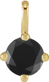 14K Gold Round Natural Black Onyx Solitaire Necklace or Pendant - Yellow Gold