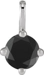 Platinum Round Natural Black Onyx Solitaire Necklace or Pendant
