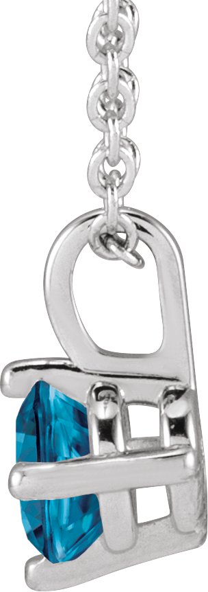 14K Gold Round Natural London Blue Topaz Solitaire Necklace or Pendant II - White Gold - view 2