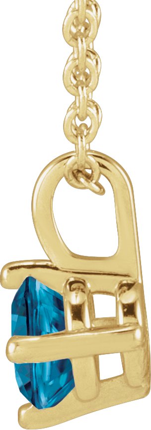 14K Gold Round Natural London Blue Topaz Solitaire Necklace or Pendant II - Yellow Gold - view 2