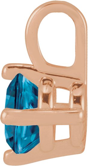 14K Gold Round Natural London Blue Topaz Solitaire Necklace or Pendant II - Rose Gold - view 2