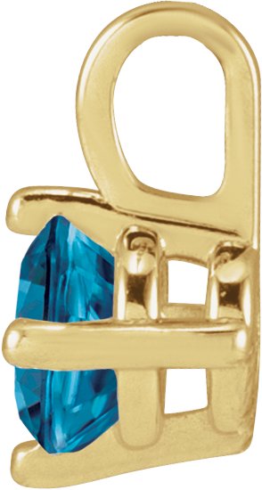 14K Gold Round Natural London Blue Topaz Solitaire Necklace or Pendant II - Yellow Gold - view 2
