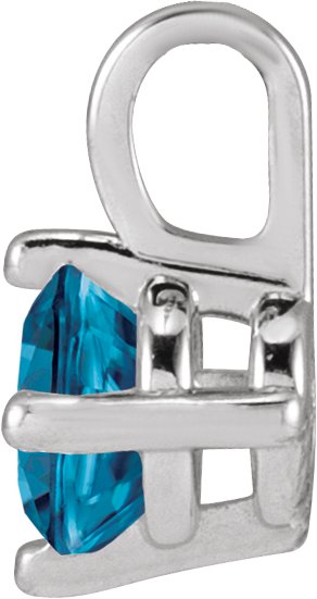 14K Gold Round Natural London Blue Topaz Solitaire Necklace or Pendant II - White Gold - view 2