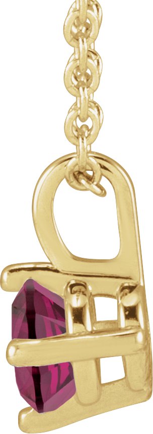 14K Gold Round Natural Rhodolite Garnet Solitaire Necklace or Pendant - Yellow Gold - view 2