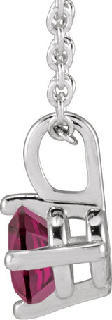 14K Gold Round Natural Rhodolite Garnet Solitaire Necklace or Pendant - White Gold - view 2