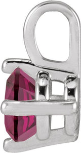 Platinum Round Natural Rhodolite Garnet Solitaire Necklace or Pendant - view 2