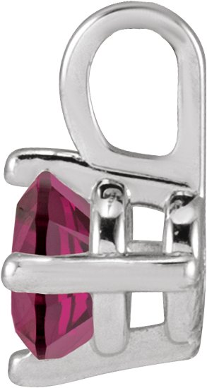 Platinum Round Natural Rhodolite Garnet Solitaire Necklace or Pendant - view 2