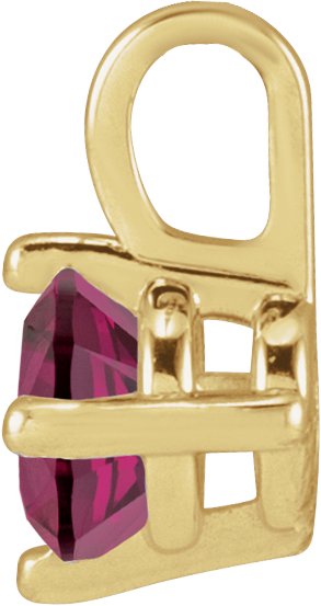 14K Gold Round Natural Rhodolite Garnet Solitaire Necklace or Pendant - Yellow Gold - view 2
