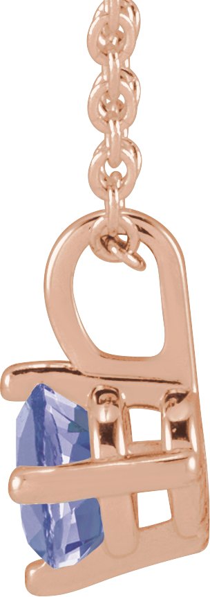 14K Gold Round Natural Tanzanite Solitaire Necklace or Pendant - Rose Gold - view 2