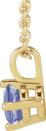 14K Gold Round Natural Tanzanite Solitaire Necklace or Pendant - Yellow Gold - view 2