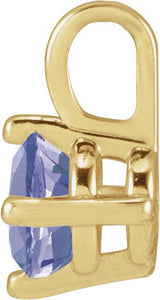 14K Gold Round Natural Tanzanite Solitaire Necklace or Pendant - Yellow Gold - view 2
