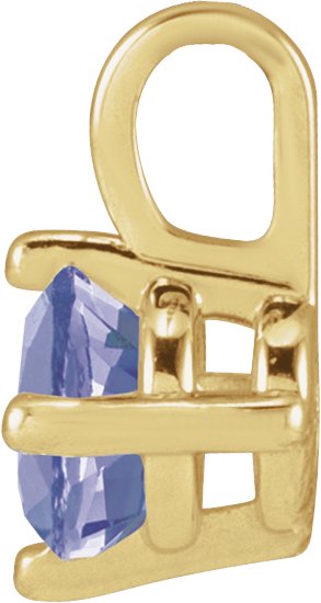 14K Gold Round Natural Tanzanite Solitaire Necklace or Pendant - Yellow Gold - view 2