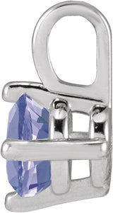 14K Gold Round Natural Tanzanite Solitaire Necklace or Pendant - White Gold - view 2