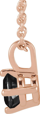 14K Gold Round Natural Black Onyx Solitaire Necklace or Pendant - Rose Gold - view 2