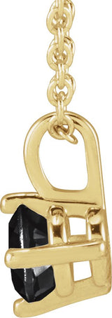 14K Gold Round Natural Black Onyx Solitaire Necklace or Pendant - Yellow Gold - view 2