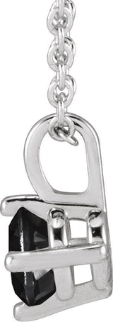 14K Gold Round Natural Black Onyx Solitaire Necklace or Pendant - White Gold - view 2