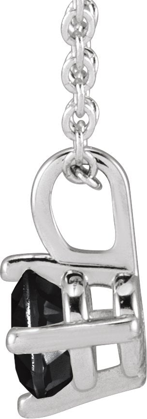 14K Gold Round Natural Black Onyx Solitaire Necklace or Pendant - White Gold - view 2