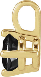 14K Gold Round Natural Black Onyx Solitaire Necklace or Pendant - Yellow Gold - view 2