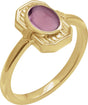 14K Gold Oval Natural Pink Tourmaline Cabochon Ring – 7x5mm - Yellow Gold