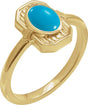 14K Gold Oval Natural Turquoise Cabochon Ring – 7x5mm - Yellow Gold