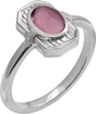 Platinum Oval Natural Pink Tourmaline Cabochon Ring – 7x5mm