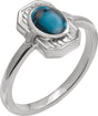 Platinum Oval Natural London Blue Topaz Cabochon Ring