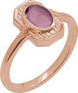 14K Gold Oval Natural Pink Tourmaline Cabochon Ring – 7x5mm - Rose Gold