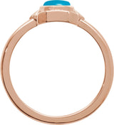 14K Gold Oval Natural Turquoise Cabochon Ring – 7x5mm - Rose Gold - view 2