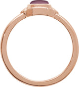 14K Gold Oval Natural Pink Tourmaline Cabochon Ring – 7x5mm - Rose Gold - view 2