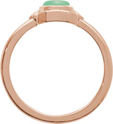 14K Gold Oval Natural Green Chrysoprase Cabochon Ring - Rose Gold - view 2