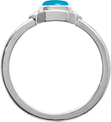 14K Gold Oval Natural Turquoise Cabochon Ring – 7x5mm - White Gold - view 2