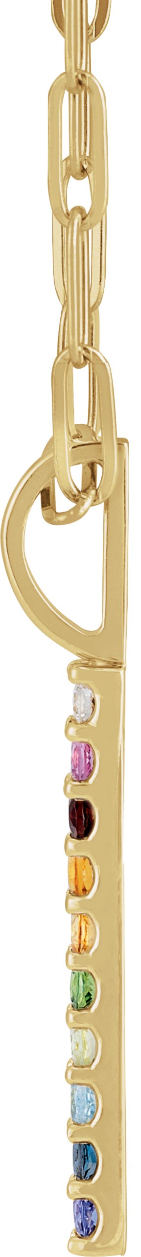 14K Gold Round Natural Diamond Rainbow Bar Necklace or Pendant - Yellow Gold - view 2