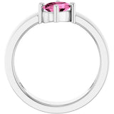 14K Gold Emerald Lab-Grown Pink Sapphire Asymmetric Solitaire Ring - White Gold - view 2