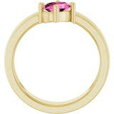 14K Gold Emerald Lab-Grown Pink Sapphire Asymmetric Solitaire Ring - Yellow Gold - view 2