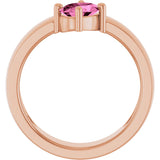 14K Gold Emerald Lab-Grown Pink Sapphire Asymmetric Solitaire Ring - Rose Gold - view 2