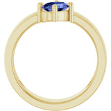 14K Gold Oval Natural Tanzanite Asymmetric Solitaire Ring - Yellow Gold - view 5