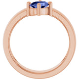 14K Gold Oval Natural Tanzanite Asymmetric Solitaire Ring - Rose Gold - view 5
