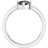 14K Gold Oval Natural Gray Spinel Asymmetric Solitaire Ring - White Gold - view 2