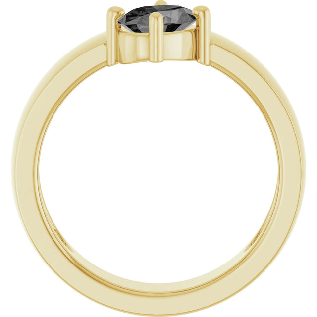 14K Gold Oval Natural Gray Spinel Asymmetric Solitaire Ring - Yellow Gold - view 2