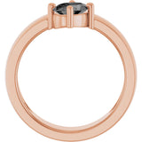 14K Gold Oval Natural Gray Spinel Asymmetric Solitaire Ring - Rose Gold - view 2