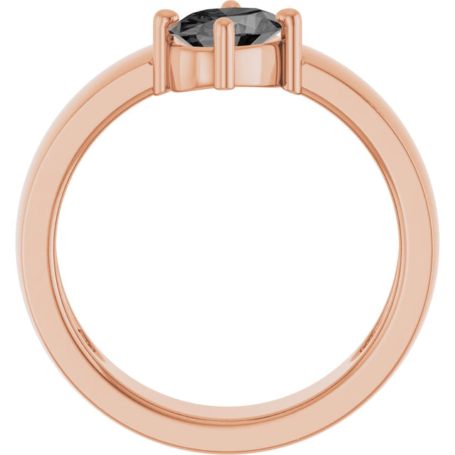 14K Gold Oval Natural Gray Spinel Asymmetric Solitaire Ring - Rose Gold - view 2