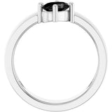 14K Gold Emerald Natural Black Onyx Asymmetric Solitaire Ring - White Gold - view 5