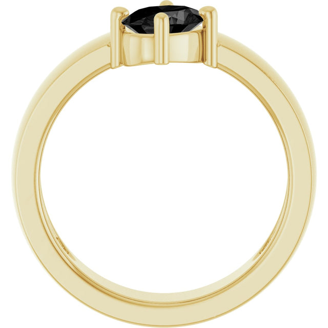 14K Gold Emerald Natural Black Onyx Asymmetric Solitaire Ring - Yellow Gold - view 5