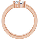 14K Gold Oval Natural White Sapphire Asymmetric Solitaire Ring - Rose Gold - view 2