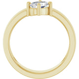 14K Gold Oval Natural White Sapphire Asymmetric Solitaire Ring - Yellow Gold - view 2