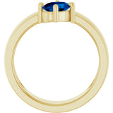 14K Gold Emerald Lab-Grown Blue Sapphire Asymmetric Solitaire Ring - Yellow Gold - view 2