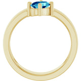 14K Gold Oval Natural Blue Zircon Asymmetric Solitaire Ring - Yellow Gold - view 2