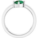 14K Gold Emerald Lab-Grown Emerald Asymmetric Solitaire Ring - White Gold - view 2